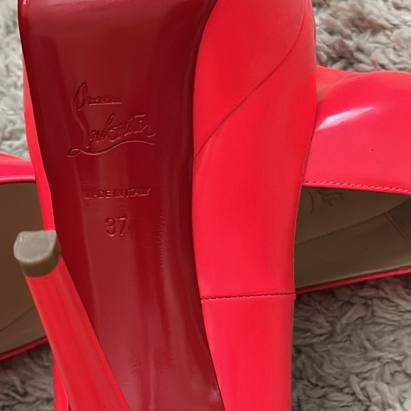 Christian Louboutin bright coral platform heels - Picture 9 of 12